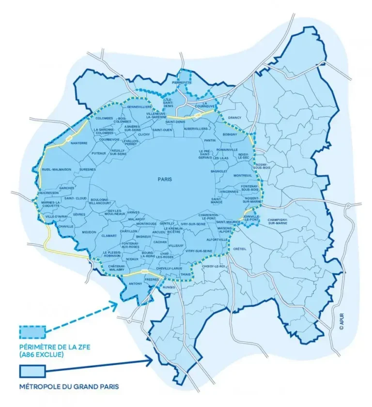 ZFE low emission zone Paris map