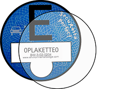 Itseliimautuva kalvo sinistä E-Plakettea varten