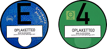 Sininen E-Plakette ja vihreä ympäristötarra